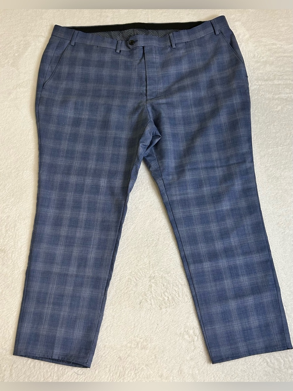 Lauren Ralph Lauren Men's Dress Pants 42x26 Blue Plaid Straight Leg Wool Blend